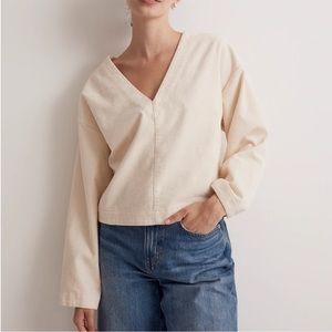 NWT Madewell Waffle Corduroy Top in Cream Size L